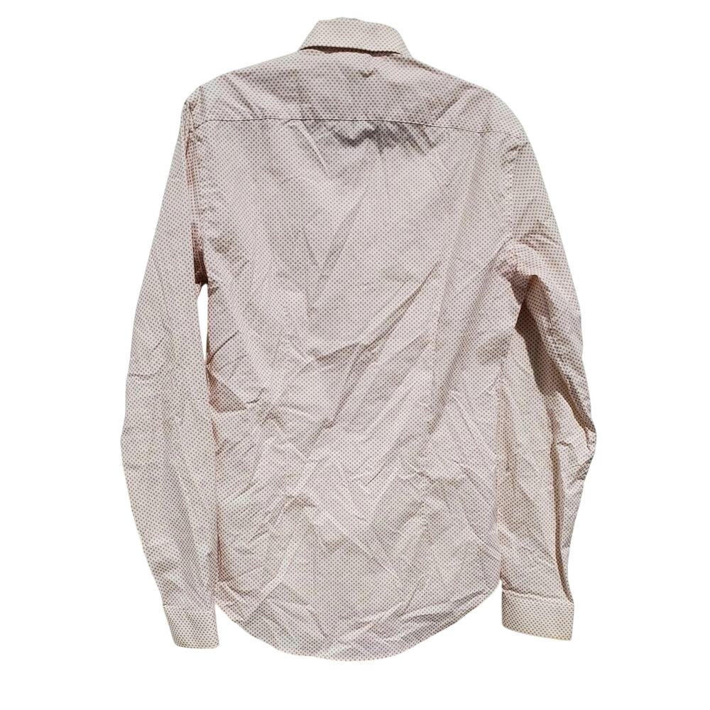 Zara Man Super Slim Fit Shirt Small Beige Maroon Print - Picture 3 of 10